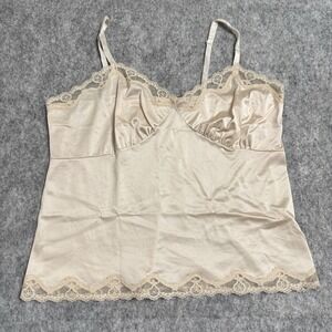 VTG Henson Kickernick Satin Lace Camisole 36 Beige Y2K Fairycore Babydoll USA‎